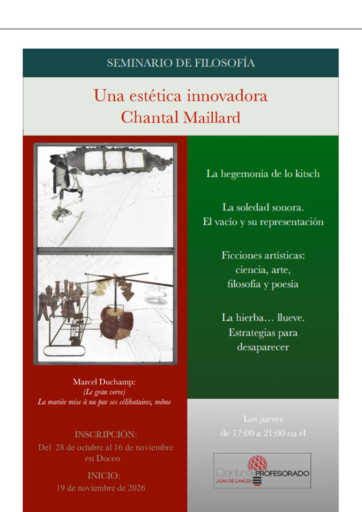 Una estética innovadora. Chantal Maillard. Seminario de Filosofía.
