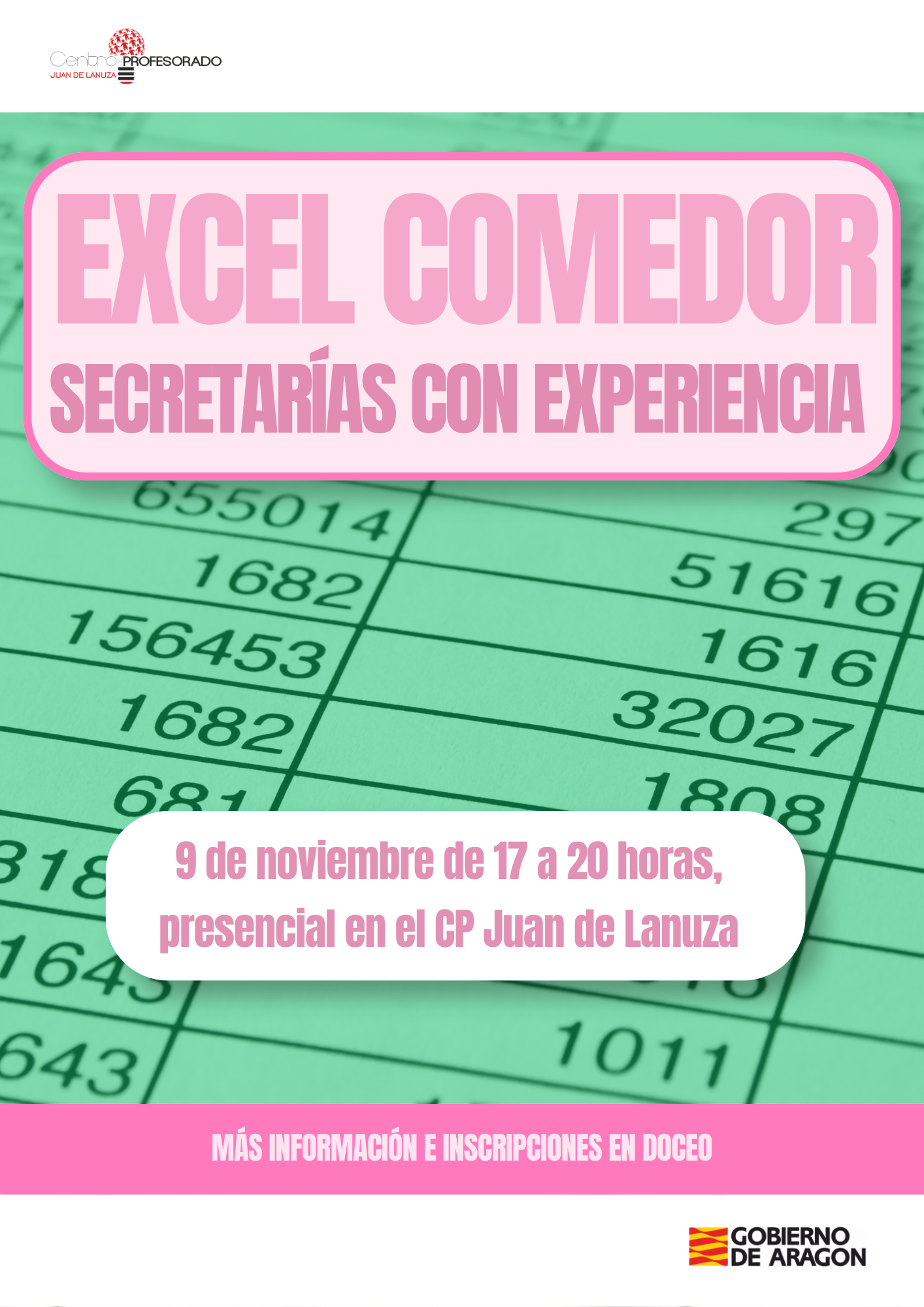 GIR. Jornada presencial excel comedor para participantes con experiencia en la secretaría del centro